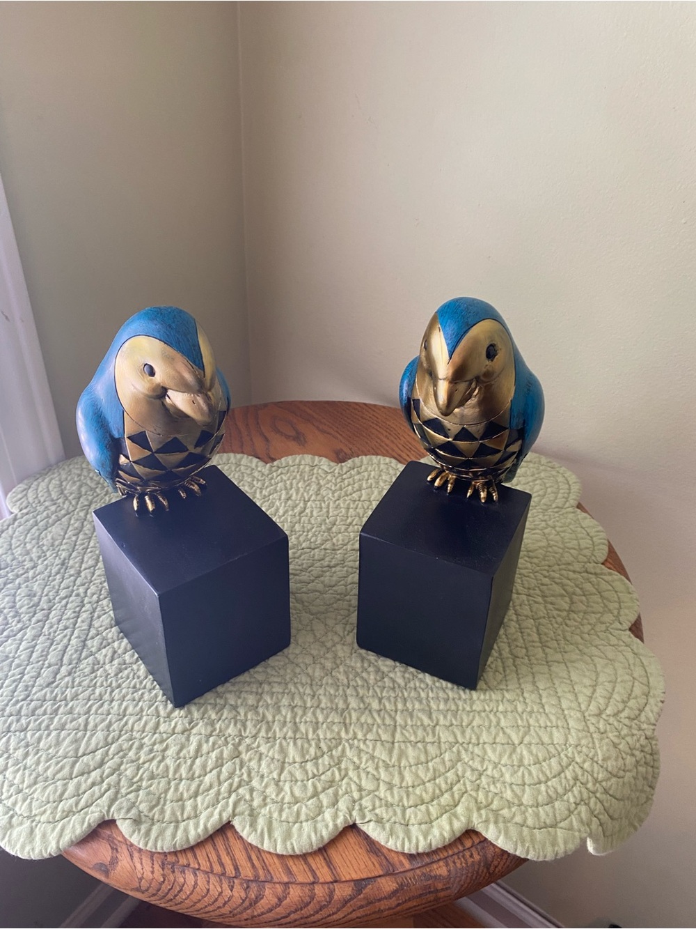 Blue and Gold Decorative Parrot Bookends - Set of 2